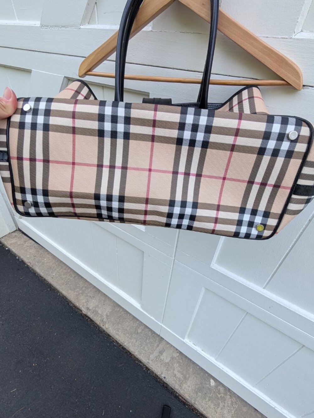 Burberry Nova Check Canvas & Black Leather Buckle Handbag (Established 1856) - Picture 5 of 13
